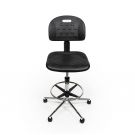 Ergonomischer und verstellbarer Werkstattstuhl auf Rollen/Gleitern - BT