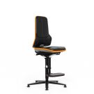 Bimos Arbeitsstuhl Neon mit Gleitern und Fußstütze in Orange