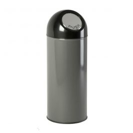 PROREGAL Mülleimer 50 Liter - Push-Deckel Schwarz - 68x38x25cm - Aus Aluminium