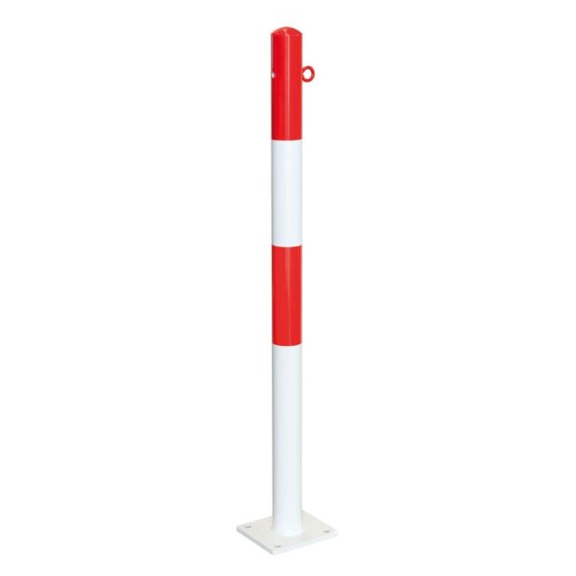 MORION Pfahl auf Fußplatte Ø 60mm 1 Kettenring rot/weiß