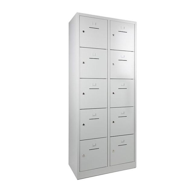 Spindschrank BT 10-türig Zylinderschloss/Sockel/Schlitz - 1900x800x450mm (hxbxt) Grau/Grau