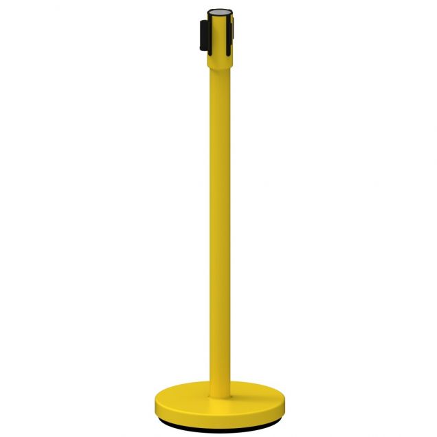 Afzetpaal geel met veiligheidstrekband geel/zwart