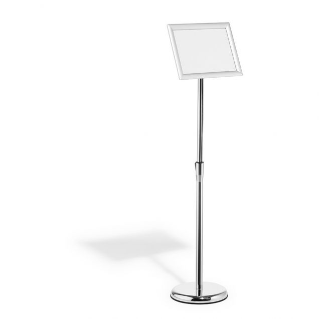 Langlebiger Bodenständer mit Aluminium-Klickrahmen A4 in Silber