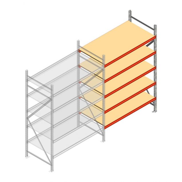Weitspannregal AR 2000x1850x900 mm (hxbxt) 5 Ebenen verzinkt Anbauregal