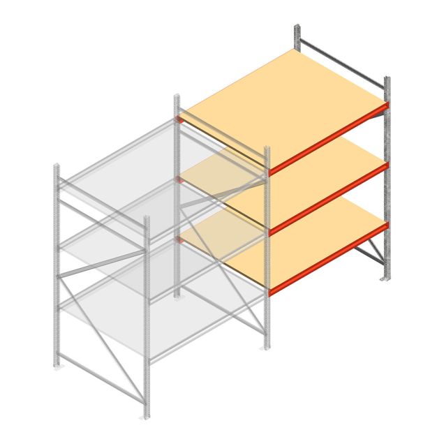 Weitspannregal AR 2000x1850x1200 mm (hxbxt) 3 Ebenen verzinkt Anbauregal