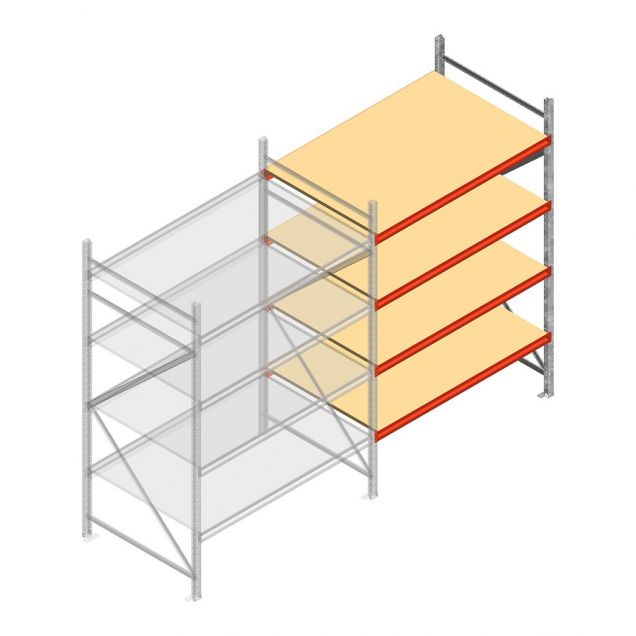 Weitspannregal AR 2250x1850x1000 mm (hxbxt) 4 Ebenen verzinkt Anbauregal mit vormontierten Rahmen