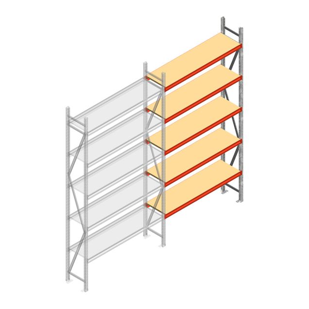 Weitspannregal AR 2250x2010x500 mm (hxbxt) 5 Ebenen verzinkt Anbauregal