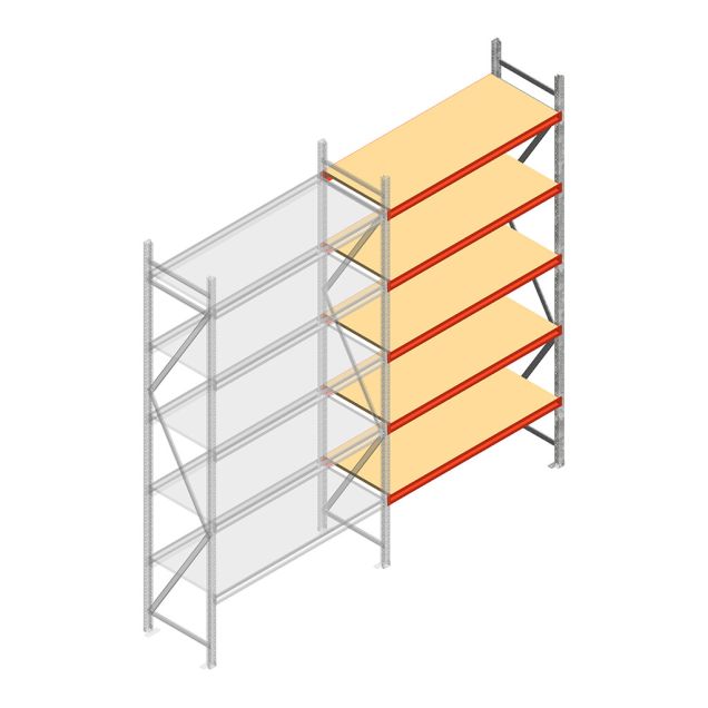 Weitspannregal AR 2000x2250x600 mm (hxbxt) 5 Ebenen verzinkt Anbauregal