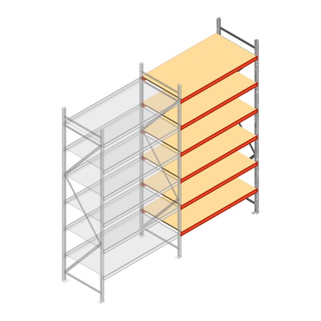 Weitspannregal AR 2000x2250x900 mm (hxbxt) 6 Ebenen verzinkt Anbauregal mit vormontierten Rahmen