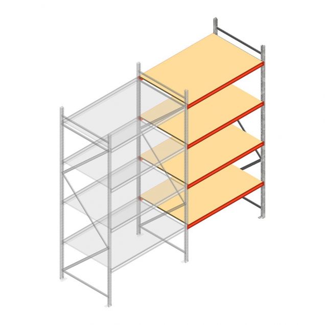 Weitspannregal AR 2000x2250x1000 mm (hxbxt) 4 Ebenen verzinkt Anbauregal