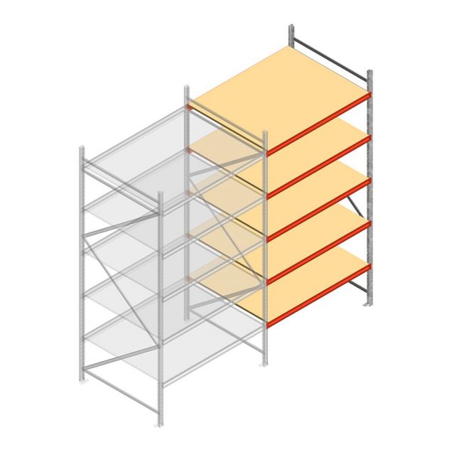 Weitspannregal AR 2000x2250x1200 mm (hxbxt) 5 Ebenen verzinkt Anbauregal