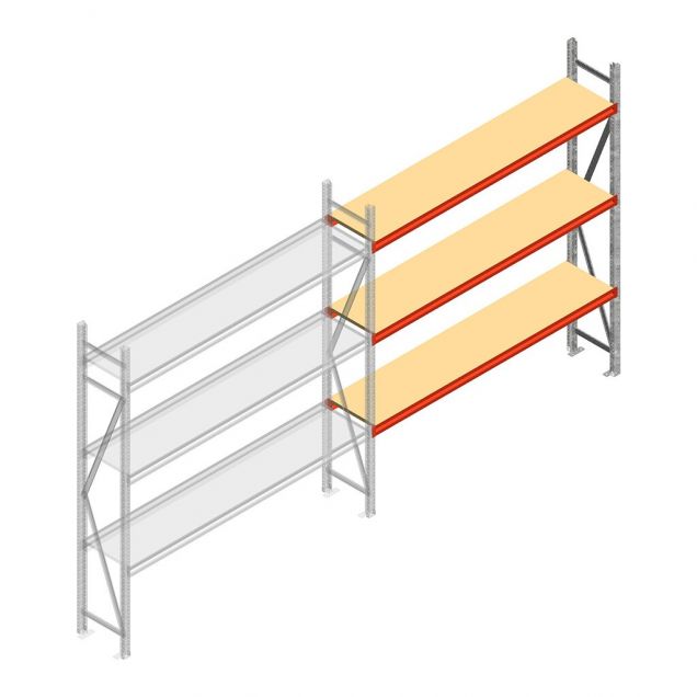 Weitspannregal AR 2250x2250x400 mm (hxbxt) 3 Ebenen verzinkt Anbauregal