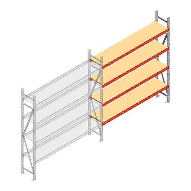 Weitspannregal AR 2500x2010x400 mm (hxbxt) 4 Ebenen verzinkt Anbauregal mit vormontierten Rahmen