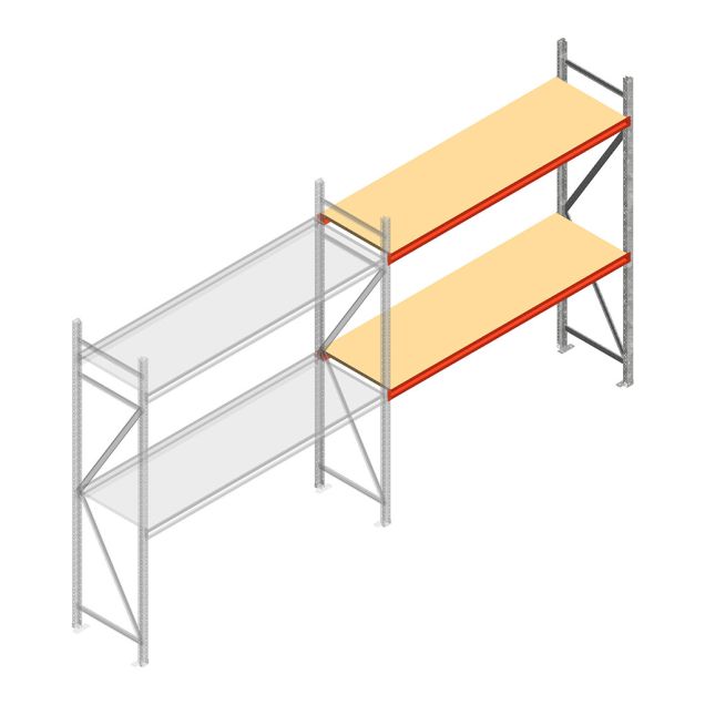 Weitspannregal AR 2250x2700x600 mm (hxbxt) 2 Ebenen verzinkt Anbauregal