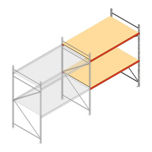 Weitspannregal AR 2250x2700x1200 mm (hxbxt) 2 Ebenen verzinkt Anbauregal