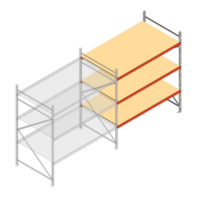 Weitspannregal AR 2250x2700x1200 mm (hxbxt) 3 Ebenen verzinkt Anbauregal