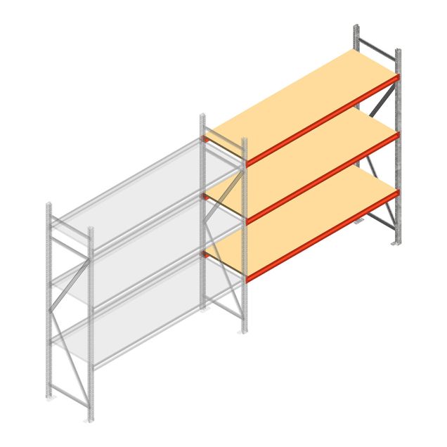 Weitspannregal AR 2500x1610x600 mm (hxbxt) 3 Ebenen verzinkt Anbauregal
