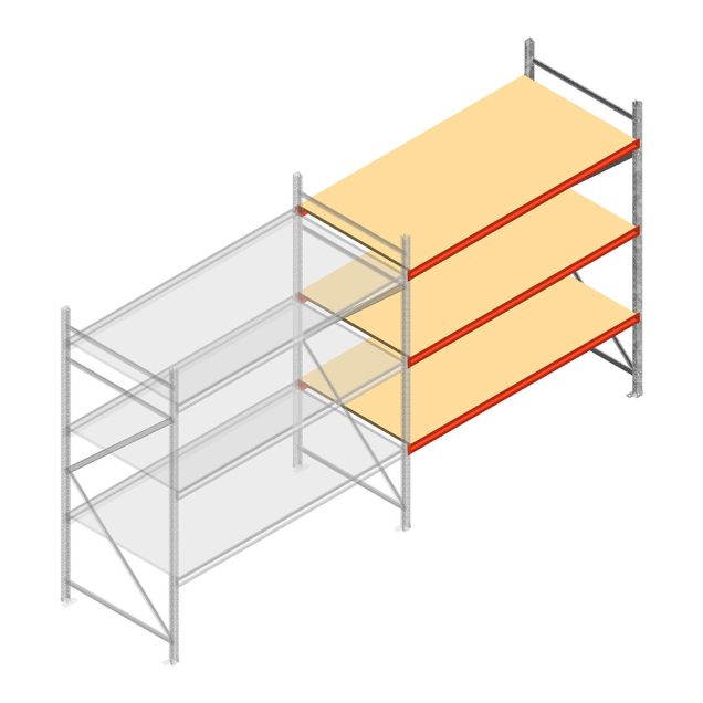 Weitspannregal AR 2500x2700x1000 mm (hxbxt) 3 Ebenen verzinkt Anbauregal
