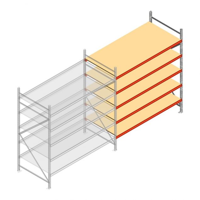Weitspannregal AR 2500x1610x1000 mm (hxbxt) 5 Ebenen verzinkt Anbauregal