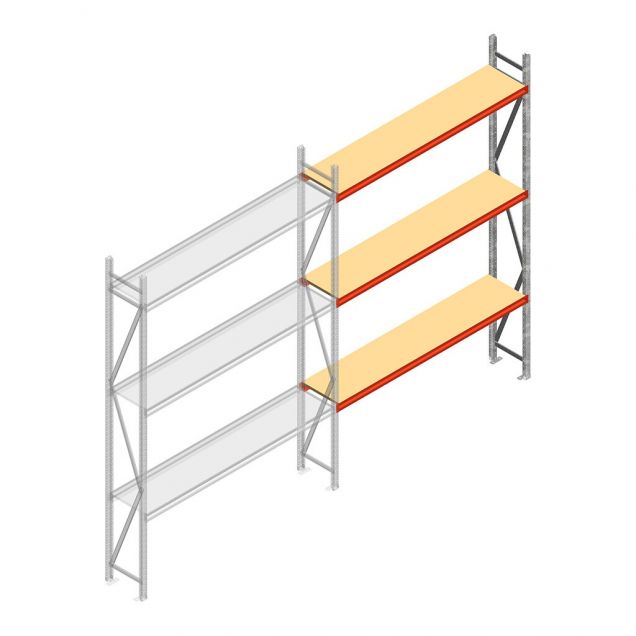 Weitspannregal AR 3000x1610x500 mm (hxbxt) 3 Ebenen verzinkt Anbauregal