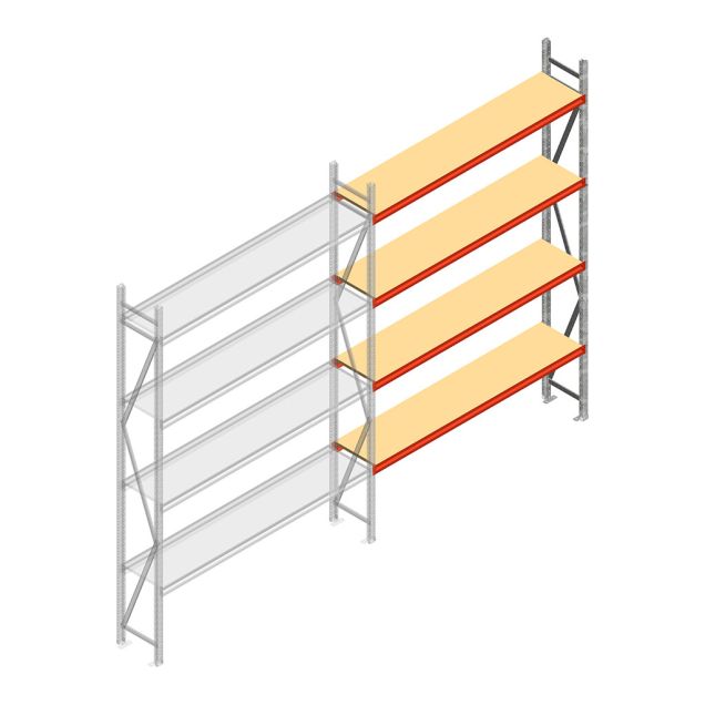 Weitspannregal AR 2500x1850x400 mm (hxbxt) 4 Ebenen verzinkt Anbauregal