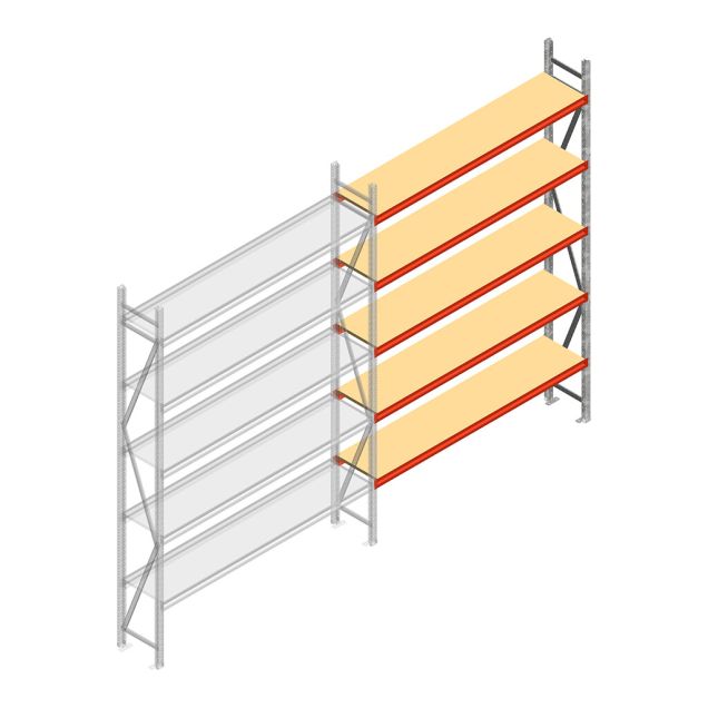 Weitspannregal AR 3000x1610x500 mm (hxbxt) 5 Ebenen verzinkt Anbauregal
