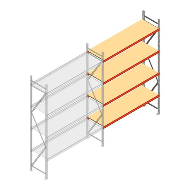 Weitspannregal AR 3000x1610x600 mm (hxbxt) 4 Ebenen verzinkt Anbauregal