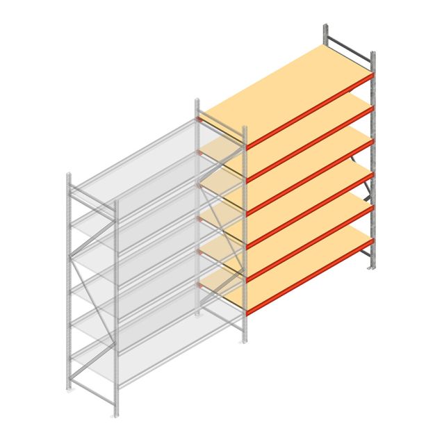 Weitspannregal AR 2500x1850x800 mm (hxbxt) 6 Ebenen verzinkt Anbauregal