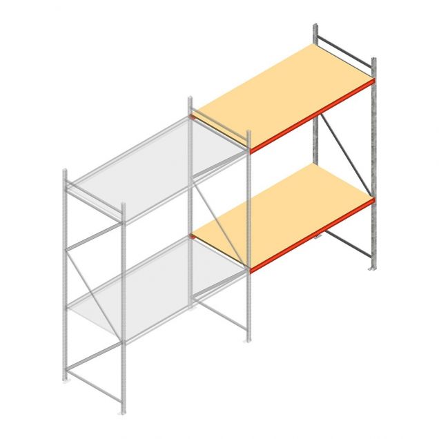 Weitspannregal AR 2500x1850x1000 mm (hxbxt) 2 Ebenen verzinkt Anbauregal mit vormontierten Rahmen