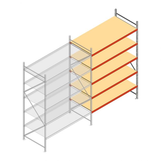 Weitspannregal AR 3000x1610x1000 mm (hxbxt) 5 Ebenen verzinkt Anbauregal mit vormontierten Rahmen