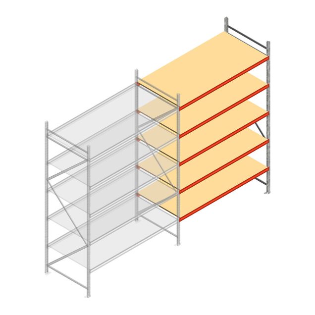 Weitspannregal AR 2500x1850x1000 mm (hxbxt) 5 Ebenen verzinkt Anbauregal