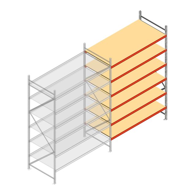 Weitspannregal AR 2500x1850x1000 mm (hxbxt) 6 Ebenen verzinkt Anbauregal mit vormontierten Rahmen