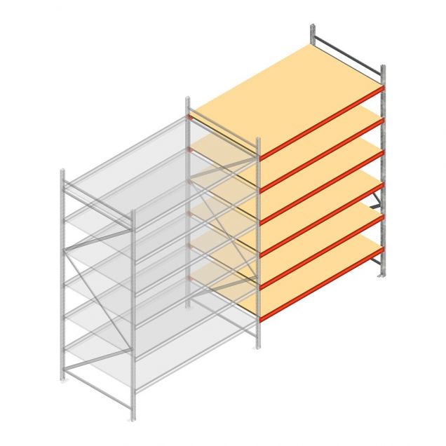 Weitspannregal AR 2500x1850x1200 mm (hxbxt) 6 Ebenen verzinkt Anbauregal