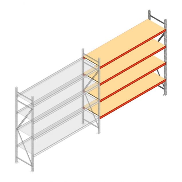 Weitspannregal AR 3000x2010x600 mm (hxbxt) 4 Ebenen verzinkt Anbauregal
