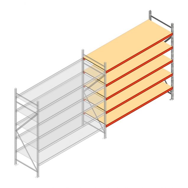 Weitspannregal AR 3000x1850x900 mm (hxbxt) 5 Ebenen verzinkt Anbauregal