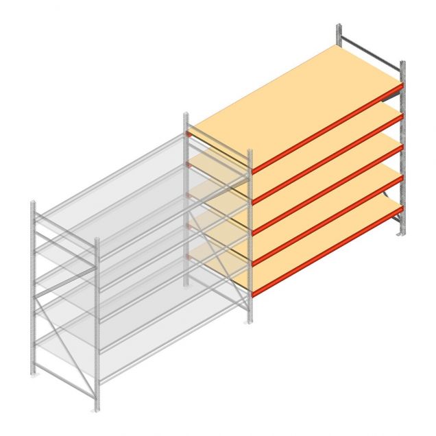 Weitspannregal AR 3000x1850x1000 mm (hxbxt) 5 Ebenen verzinkt Anbauregal