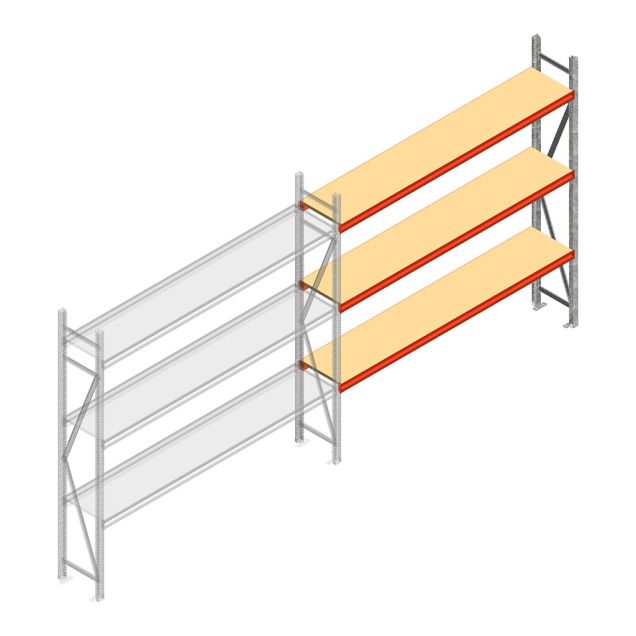 Weitspannregal AR 3000x2250x400 mm (hxbxt) 3 Ebenen verzinkt Anbauregal