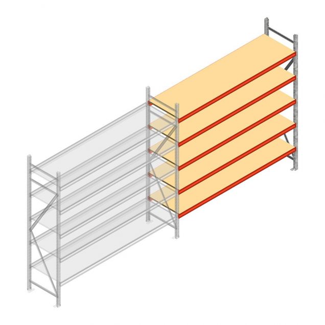 Weitspannregal AR 3000x2250x600 mm (hxbxt) 5 Ebenen verzinkt Anbauregal