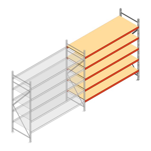 Weitspannregal AR 3000x2250x800 mm (hxbxt) 5 Ebenen verzinkt Anbauregal