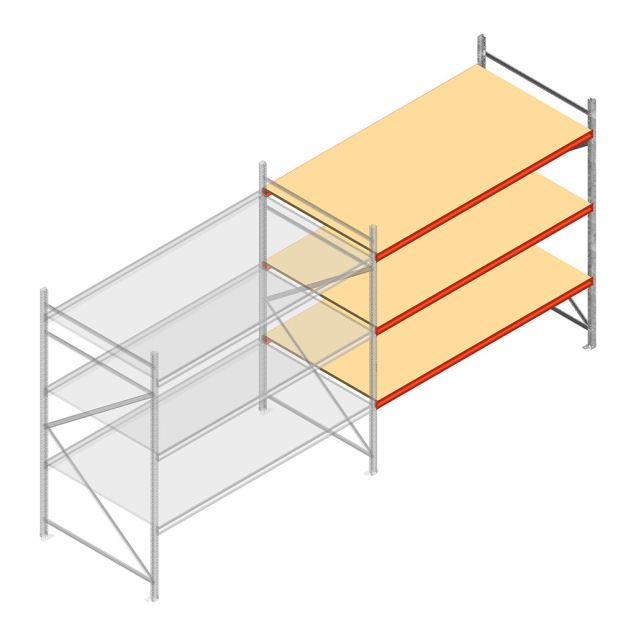 Weitspannregal AR 3000x2250x1200 mm (hxbxt) 3 Ebenen verzinkt Anbauregal