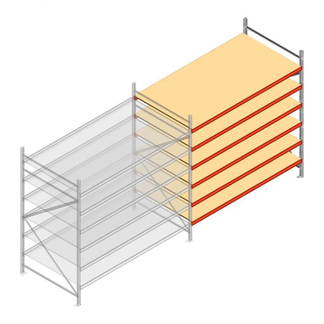 Weitspannregal AR 3000x2250x1200 mm (hxbxt) 6 Ebenen verzinkt Anbauregal