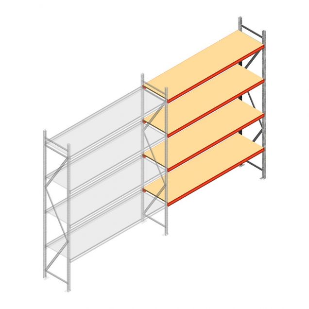Weitspannregal AR 3000x2700x600 mm (hxbxt) 4 Ebenen verzinkt Anbauregal