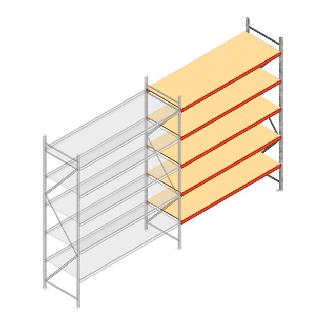 Weitspannregal AR 3000x2700x900 mm (hxbxt) 5 Ebenen verzinkt Anbauregal mit vormontierten Rahmen