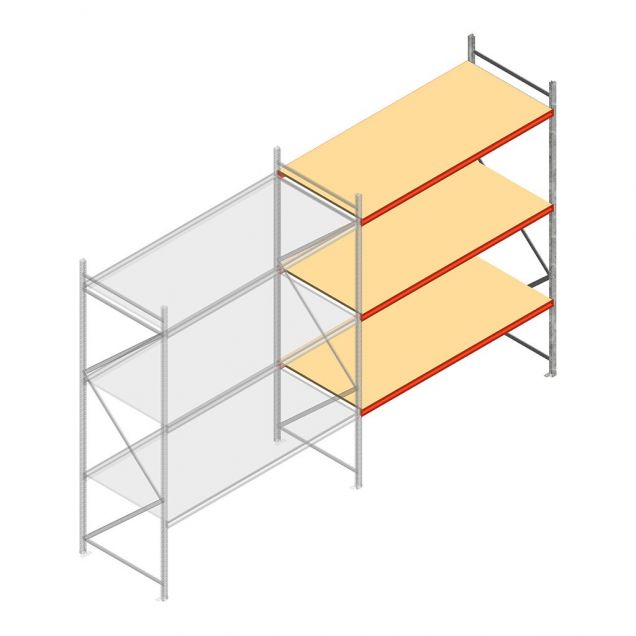 Weitspannregal AR 3000x2700x1000 mm (hxbxt) 3 Ebenen verzinkt Anbauregal mit vormontierten Rahmen