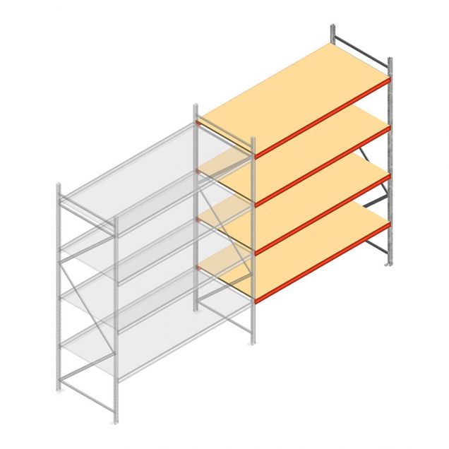 Weitspannregal AR 3000x2700x1000 mm (hxbxt) 4 Ebenen verzinkt Anbauregal mit vormontierten Rahmen