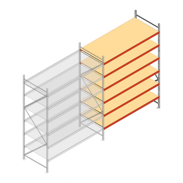 Weitspannregal AR 3000x2700x1000 mm (hxbxt) 6 Ebenen verzinkt Anbauregal mit vormontierten Rahmen