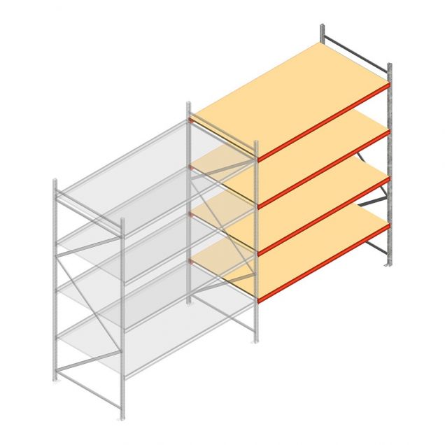Weitspannregal AR 3000x2700x1200 mm (hxbxt) 4 Ebenen verzinkt Anbauregal