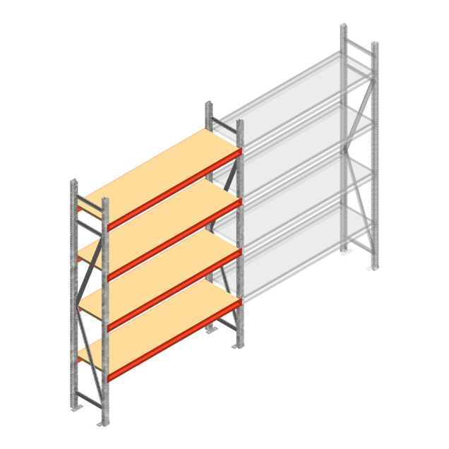 AR Weitspannregal 2500x1610x400 mm (hxbxt) 4 Ebenen verzinkt Anfangsregal