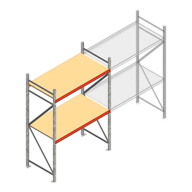 Weitspannregal AR 2500x1610x900 mm (hxbxt) 2 Ebenen verzinkt Anfangsregal