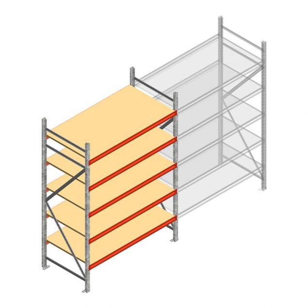 Weitspannregal AR 2500x1610x900 mm (hxbxt) 5 Ebenen verzinkt Anfangsregal